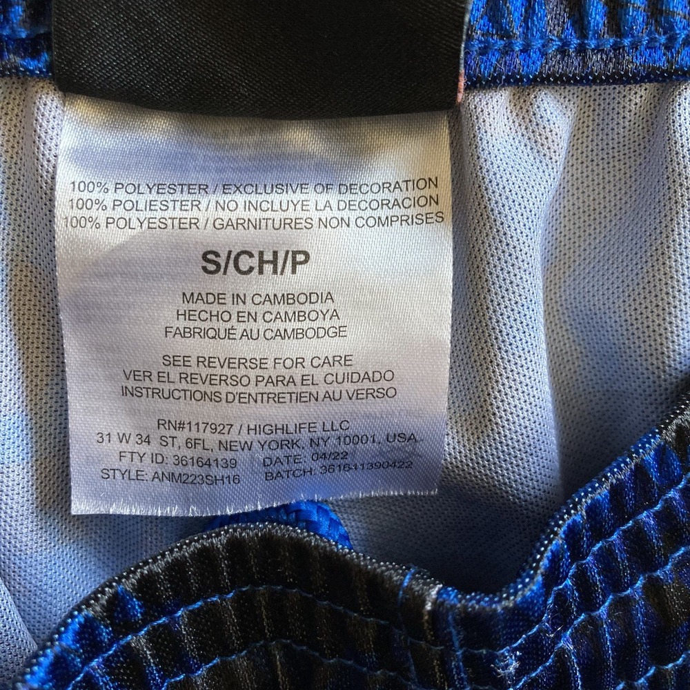 And1 Mens Small Basketball Shorts Silky Shiny Dazzle Blue Black Geometric Pocket - Picture 9 of 14